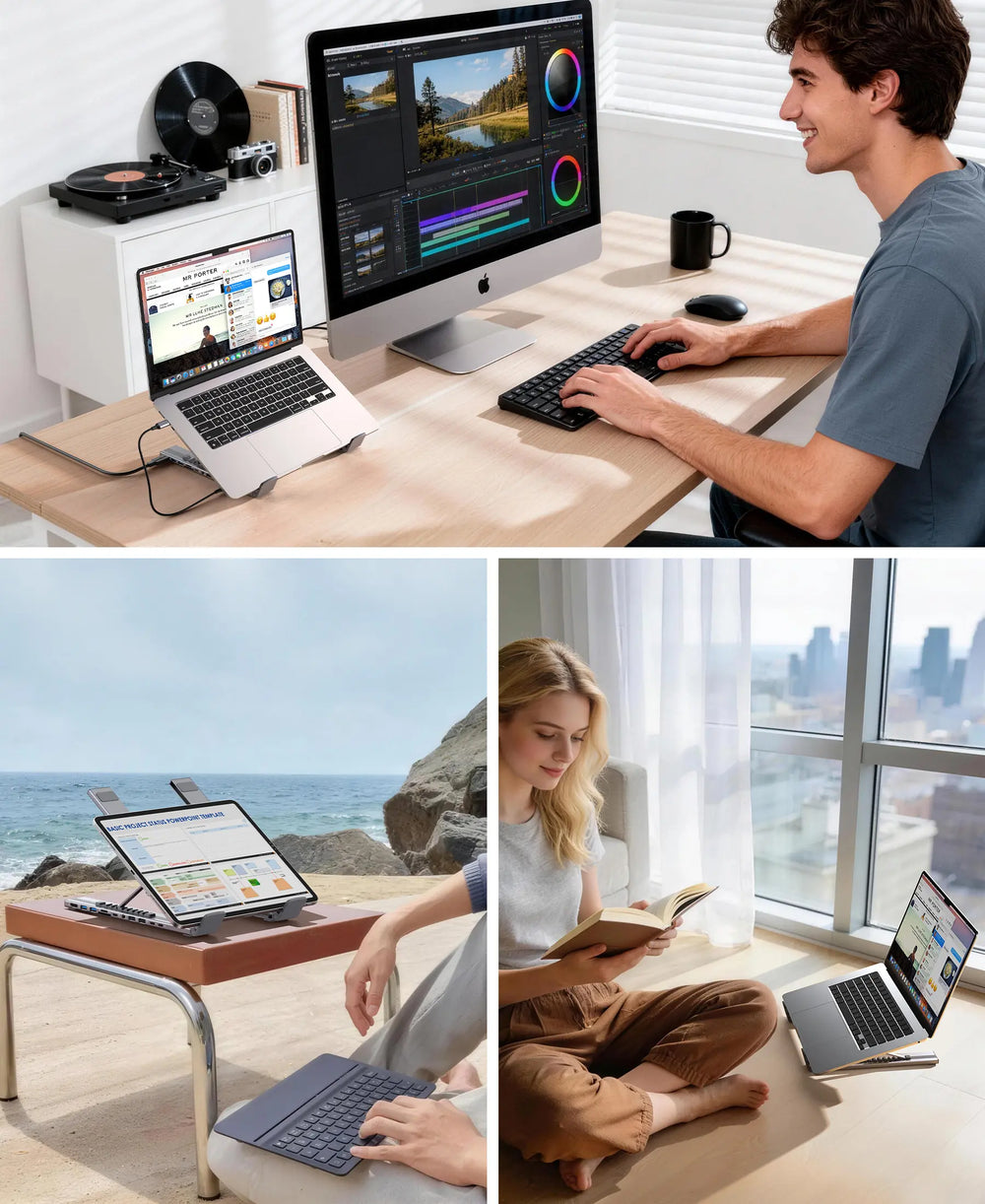 MUKIYA Laptop Docking Station Stand, Dock Tablet Stand, 11 in 1 USB C Hub with 4K@60Hz HDMI,2 USB3.0,2 USB2.0,PD 100W,USB C 3.0+Sd/Tf+Audio Universal Dock Station for Macbook Pro/Air/Dell/Hp/Surface/Lenovo